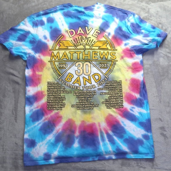 Dave Matthews Band 2021 Summer Tour 30th Anniv. Tie Dye Shirt Men's M Pin Hole - Picture 6 of 10